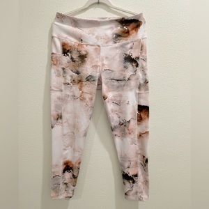 NWOT Apana Ankle Length 2-Pocket Leggings in Pink Marbled Print - Sz XL